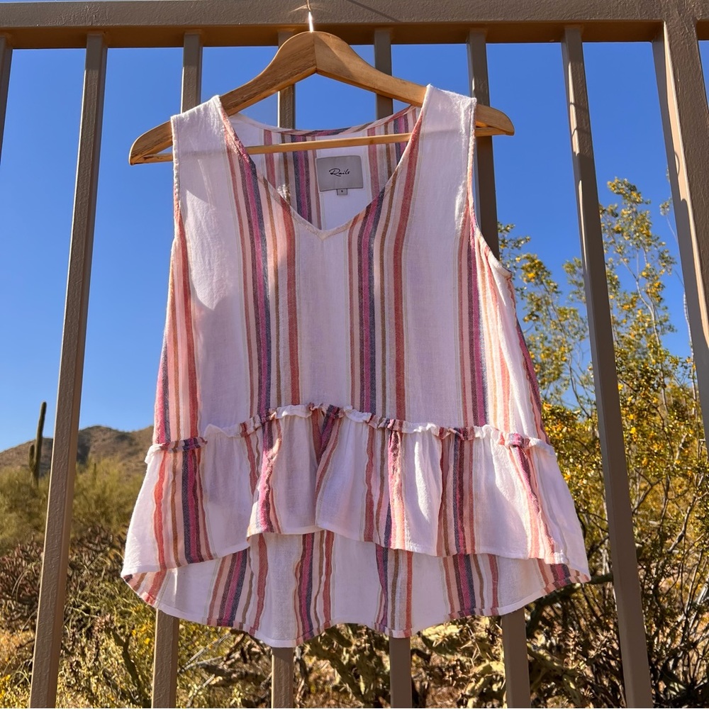 ⬇️Rails Womens Sleeveless Top Mira Size S Color Jewel Stripe Longer In The Back